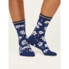 Chaussettes bleu marine motif fleuri 