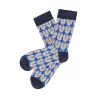 Chaussettes colorées et originales bleu et rose motif feuille 