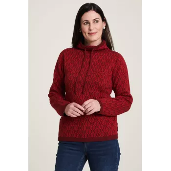 Pullover col roulé vert motif feuille 