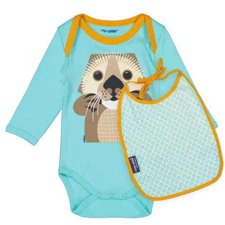Pack Body Loutre manches longues et bavoir ensemble