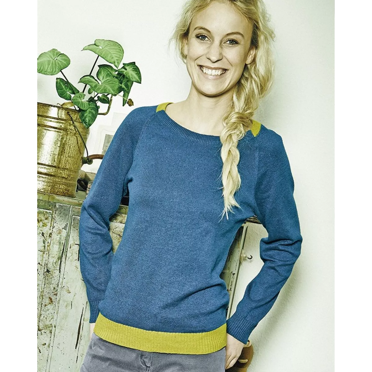 Pull bi-couleur chanvre et coton bio recyclés Anke Pull bi-couleur chanvre et coton bio recyclés Anke