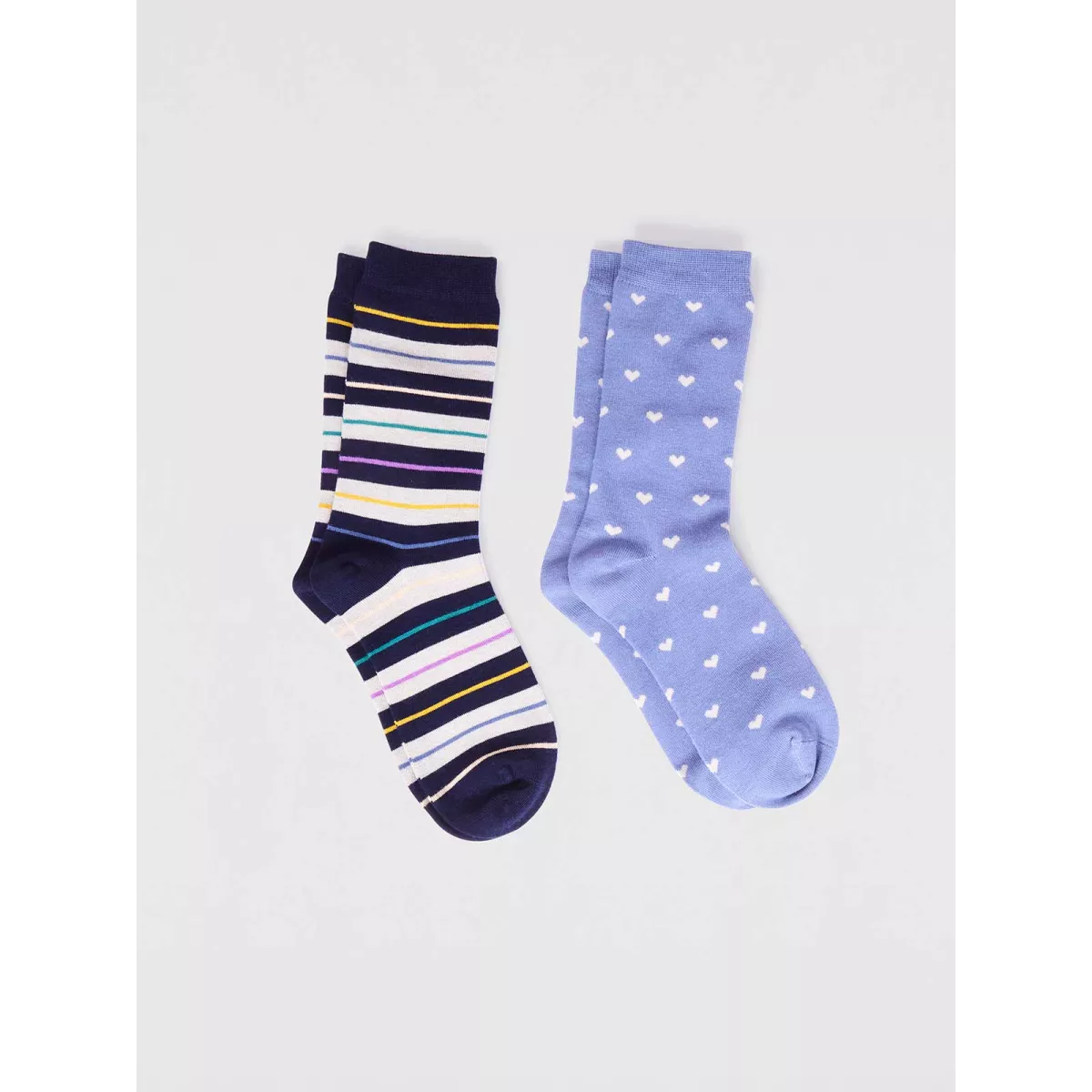 Pack de 2 paires de chaussettes imprimé petit cœur et rayures Lot