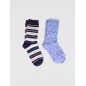 Pack de 2 paires de chaussettes imprimé petit cœurs et rayures Pack de 2 paires de chaussettes imprimé petit cœurs et rayures