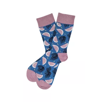 Chaussettes femme roses et bleus imprimé " été" 