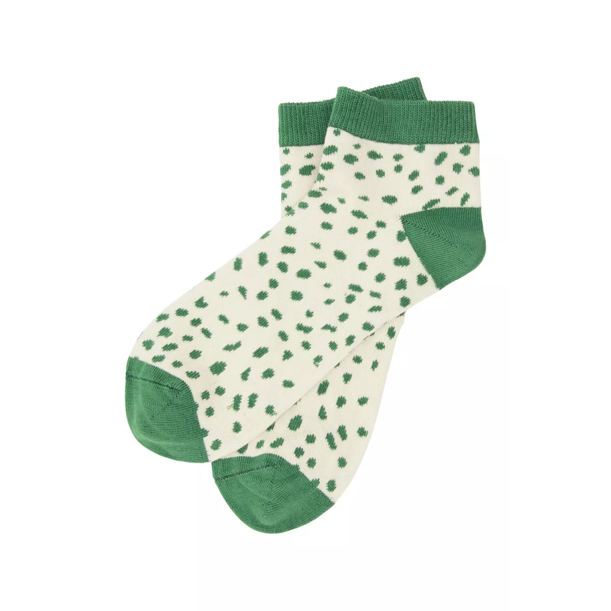 Socquettes blanches à pois vert femme 