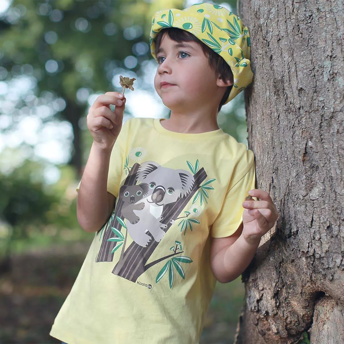 T-shirt col rond coton bio jaune koala