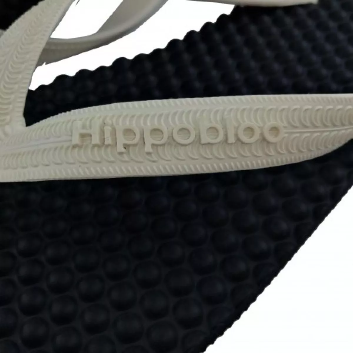 Tongs "KOBE" - Semelle noire avec bille de massage - Strap blanc