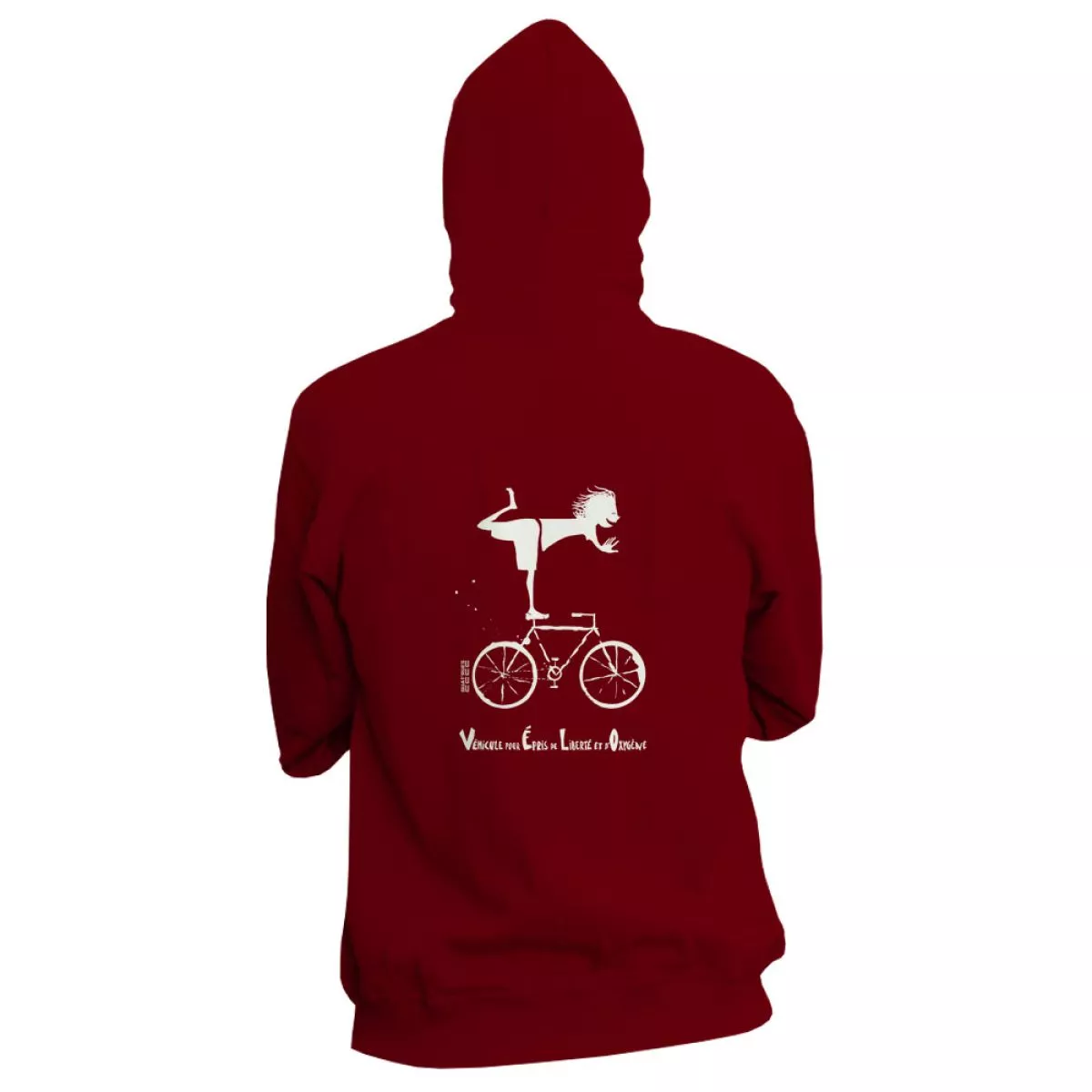 Veste mixte éco-responsable zippée coton bio bordeaux Vélo