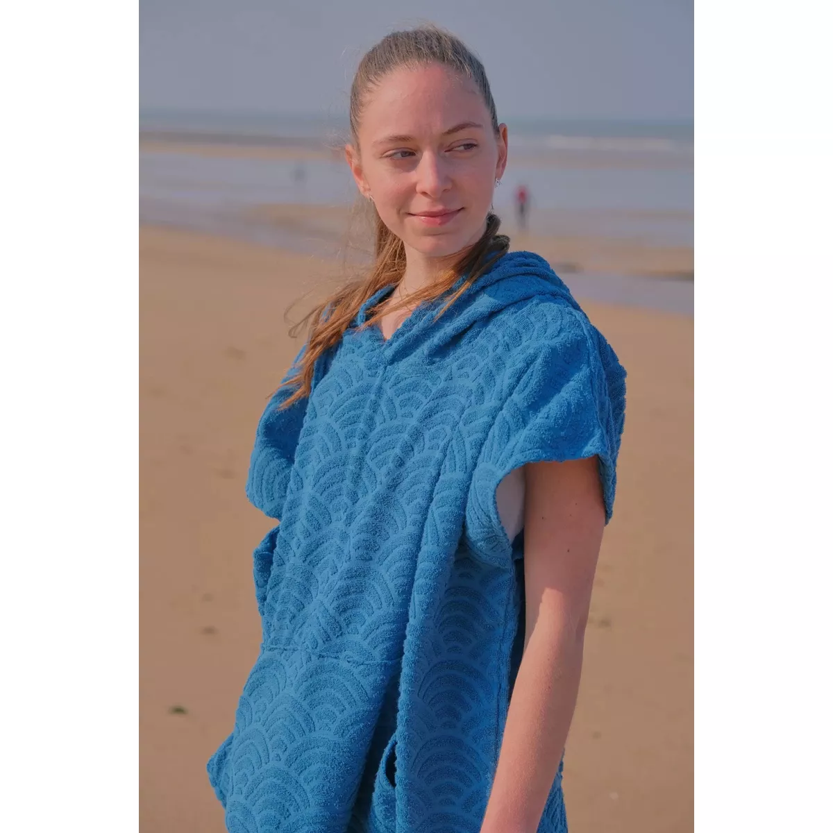 Poncho de plage coton bio plume de paon
