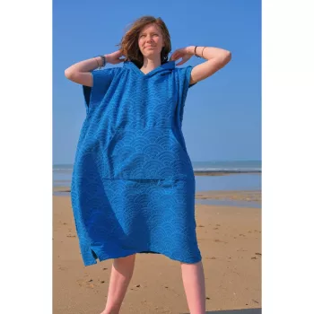 Poncho de plage coton bio plume de paon