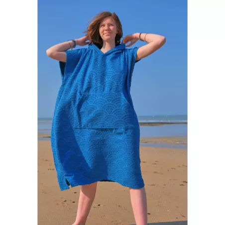 Poncho de plage coton bio plume de paon