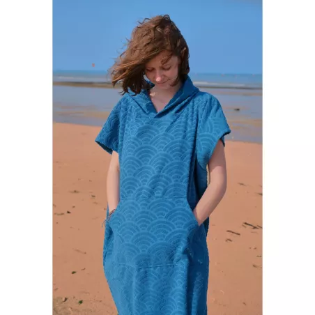 Poncho de plage coton bio plume de paon