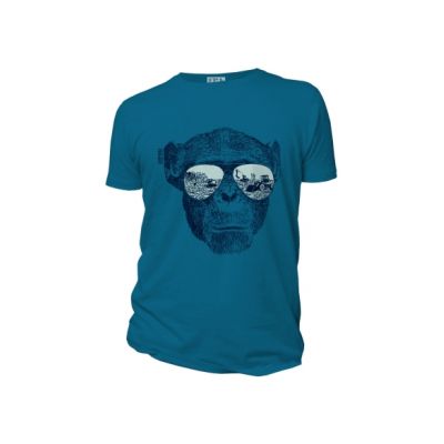 Tee-shirt bleu coton bio imprimé Homo Eradicus