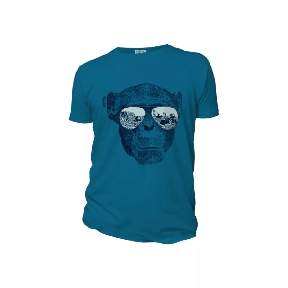 Tee-shirt bleu coton bio imprimé Homo Eradicus