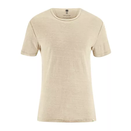 T-shirt jersey homme uni col rond manches courtes chanvre