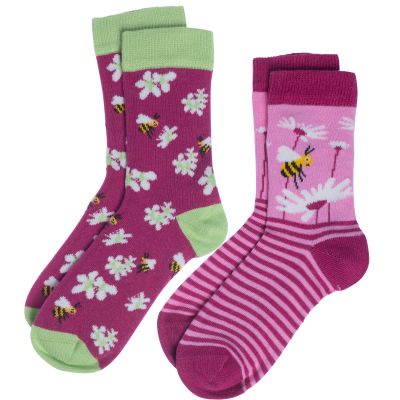 Lot de 2 paires de chaussettes éco-responsables avec motif abeilles