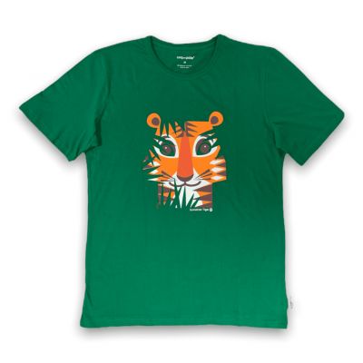 T-Shirt en coton pour femme avec design tigre - vert