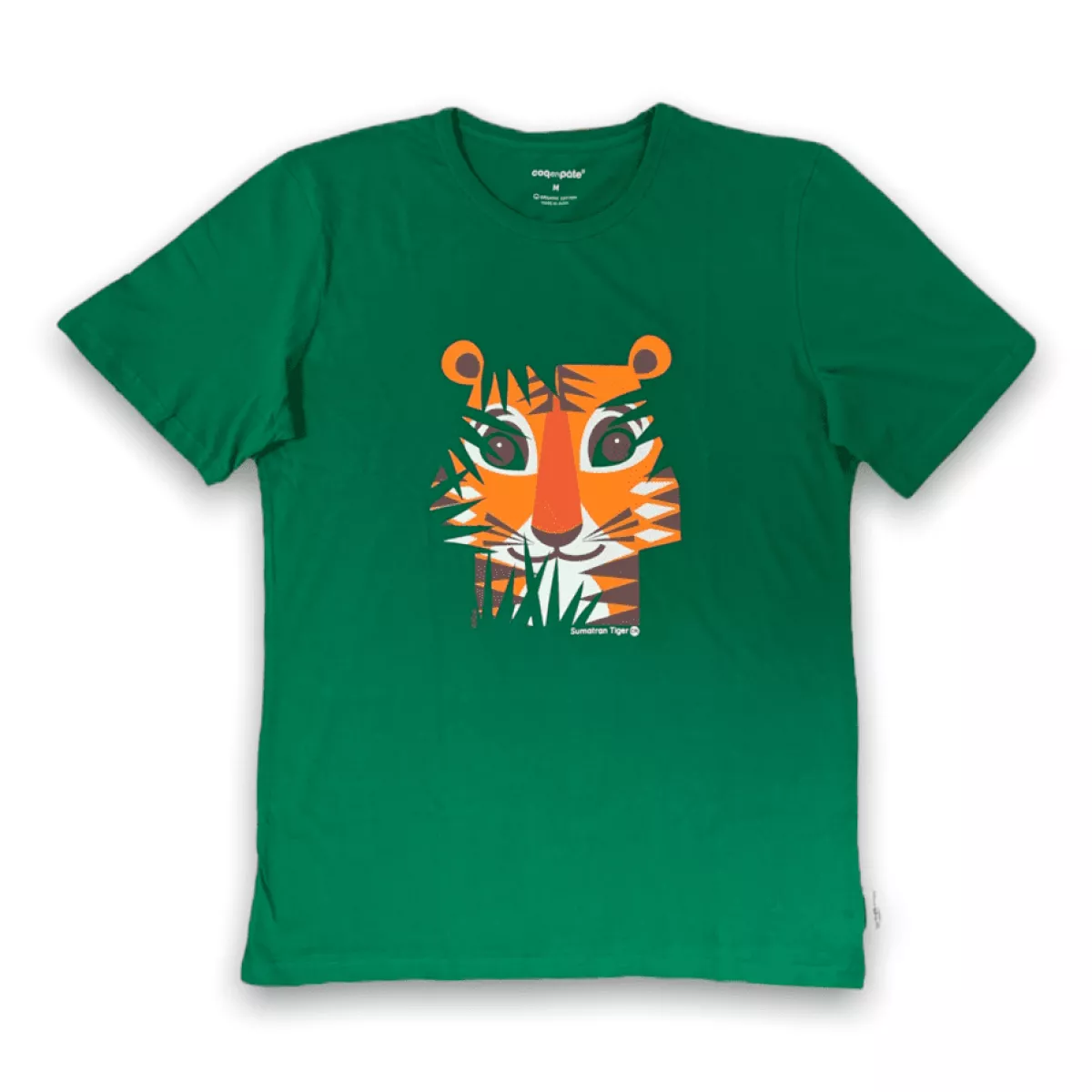 T-Shirt en coton pour femme avec design tigre - vert