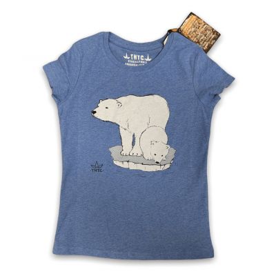 T-shirt pour enfant en coton avec motif ours polaire - bleu