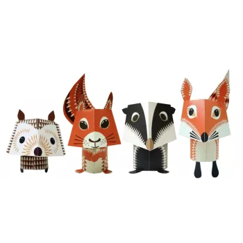 Jouets en papier colorés pour enfants - animaux de la forêt