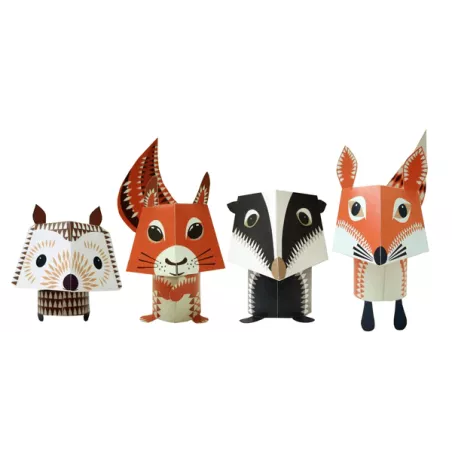 Jouets en papier colorés pour enfants - animaux de la forêt