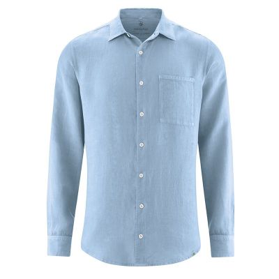 chemise pour homme en 100% chanvre avec coupe confort - blanc / smoke / distle