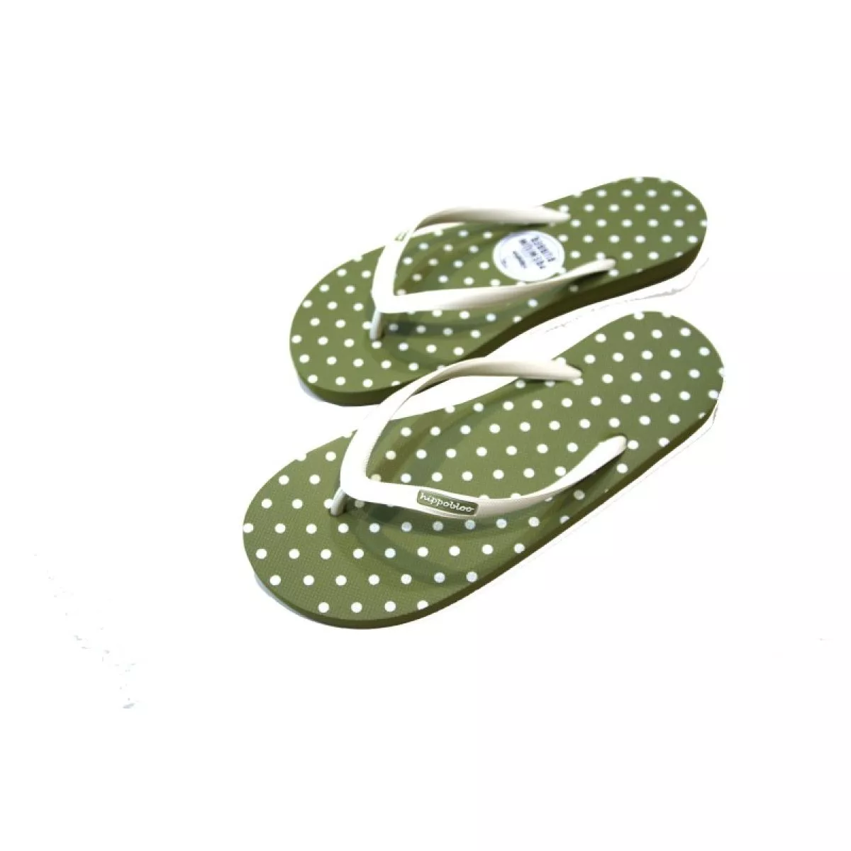 Tongs végétales femme verte pois coconut