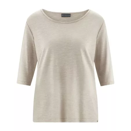 T-shirt écoresponsable pour femme en chanvre et coton bio avec manches mi-longues en jersey
