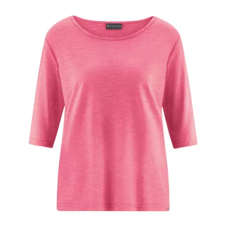 T-shirt écoresponsable pour femme en chanvre et coton bio avec manches mi-longues en jersey