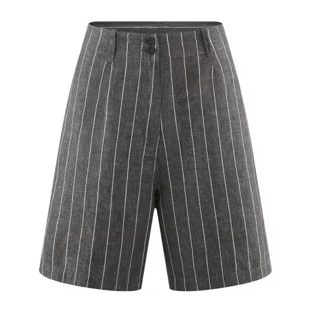 Bermuda femme en chanvre et coton bio avec motifs rayés tissés