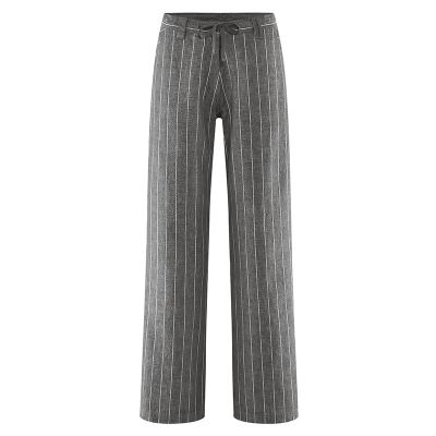 Pantalon Marlène élégant rayé en chanvre et coton biologique, tissé