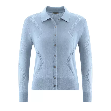 Veste tricotée femme en chanvre et coton biologique avec motif zigzag