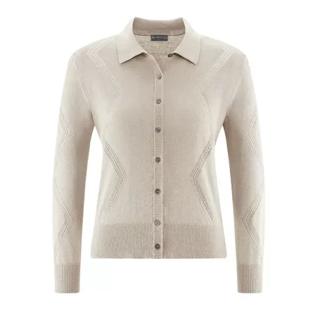 Veste tricotée femme en chanvre et coton biologique avec motif zigzag