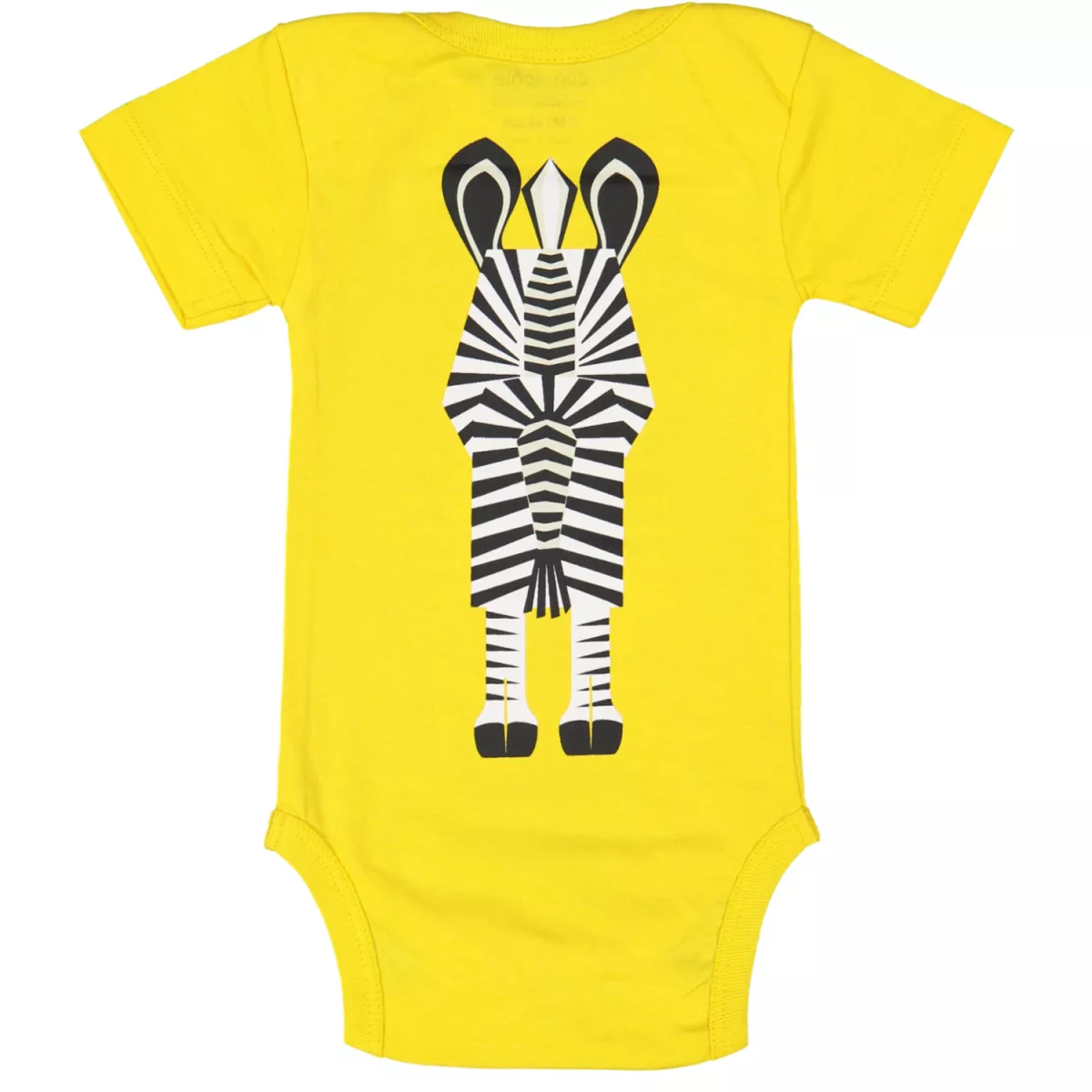 Body manches courtes coton bio jaune imprimé zèbre