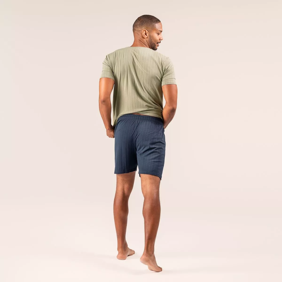 Pyjama en coton bio, kaki et bleu marine, REX
