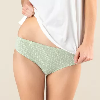 Lot de deux slips en coton bio, vert et blanc