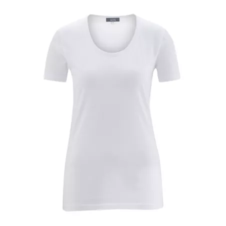Haut manches courtes en coton bio, blanc, FRIEDA