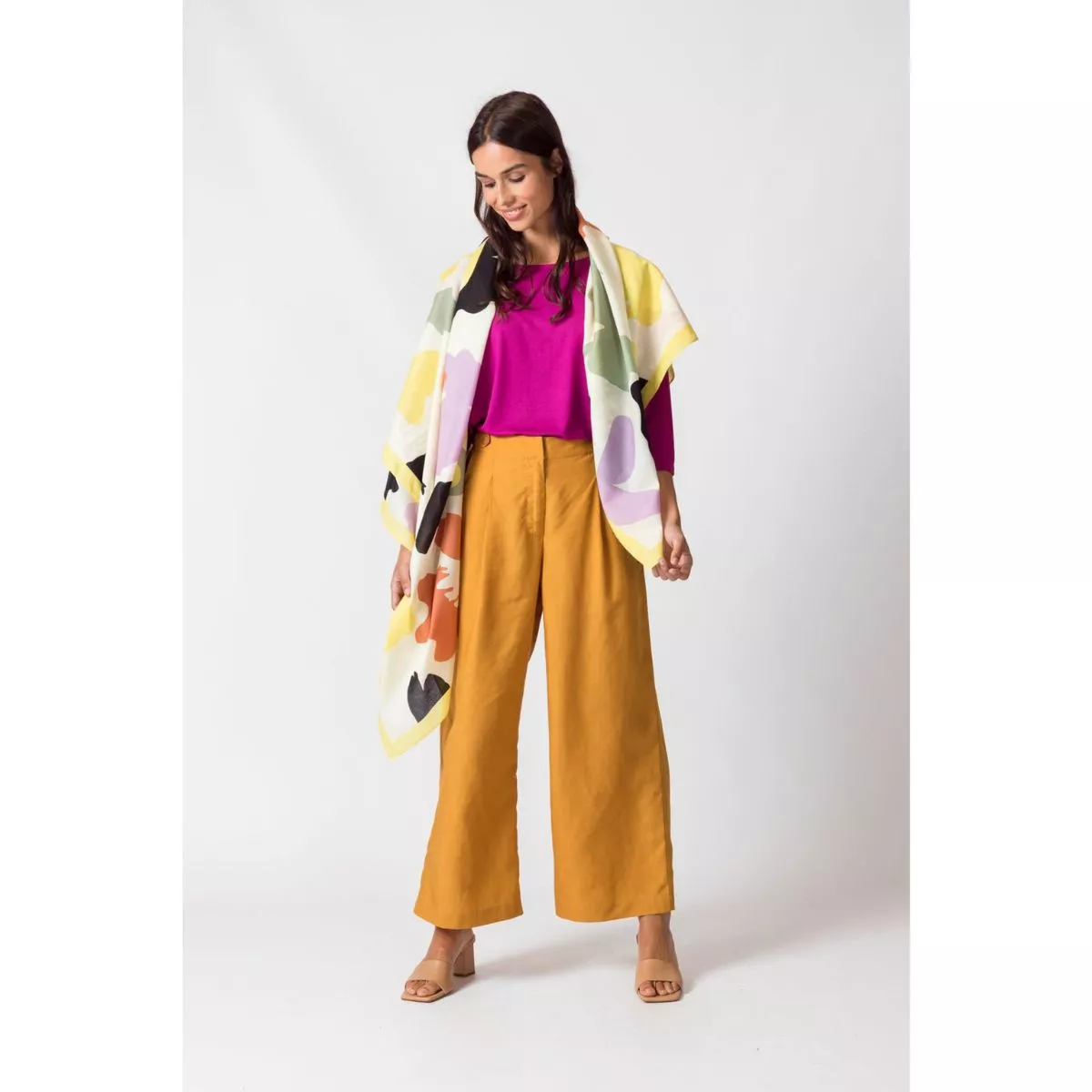 Foulard femme en coton bio multicolore