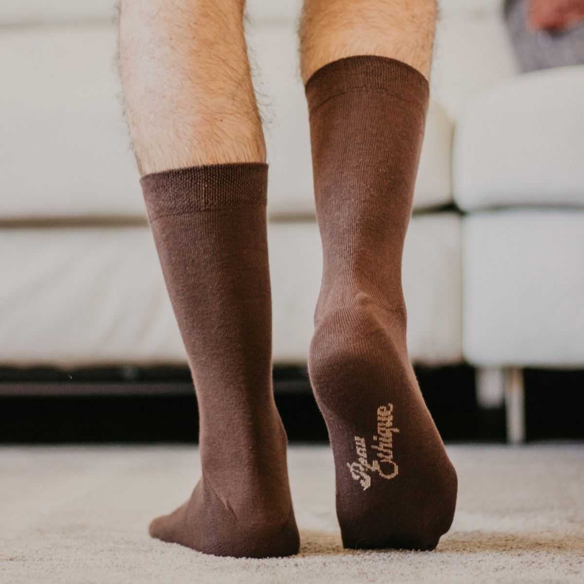 Chaussettes coton bio marron