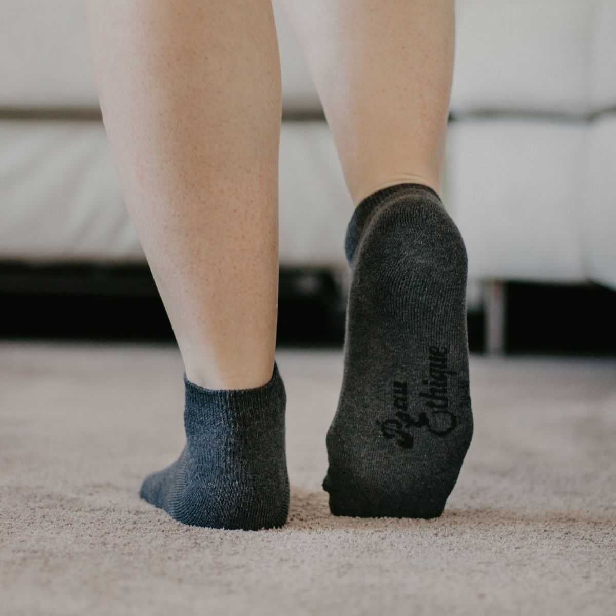 Socquettes gris chiné coton bio