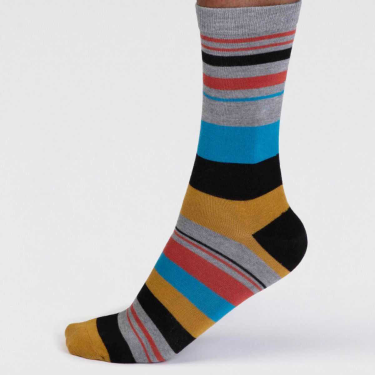 Chaussettes à rayures colorées bambou coton bio