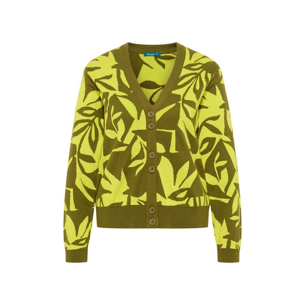 Gilet doux, motif "Tropical" coton bio, GOTS