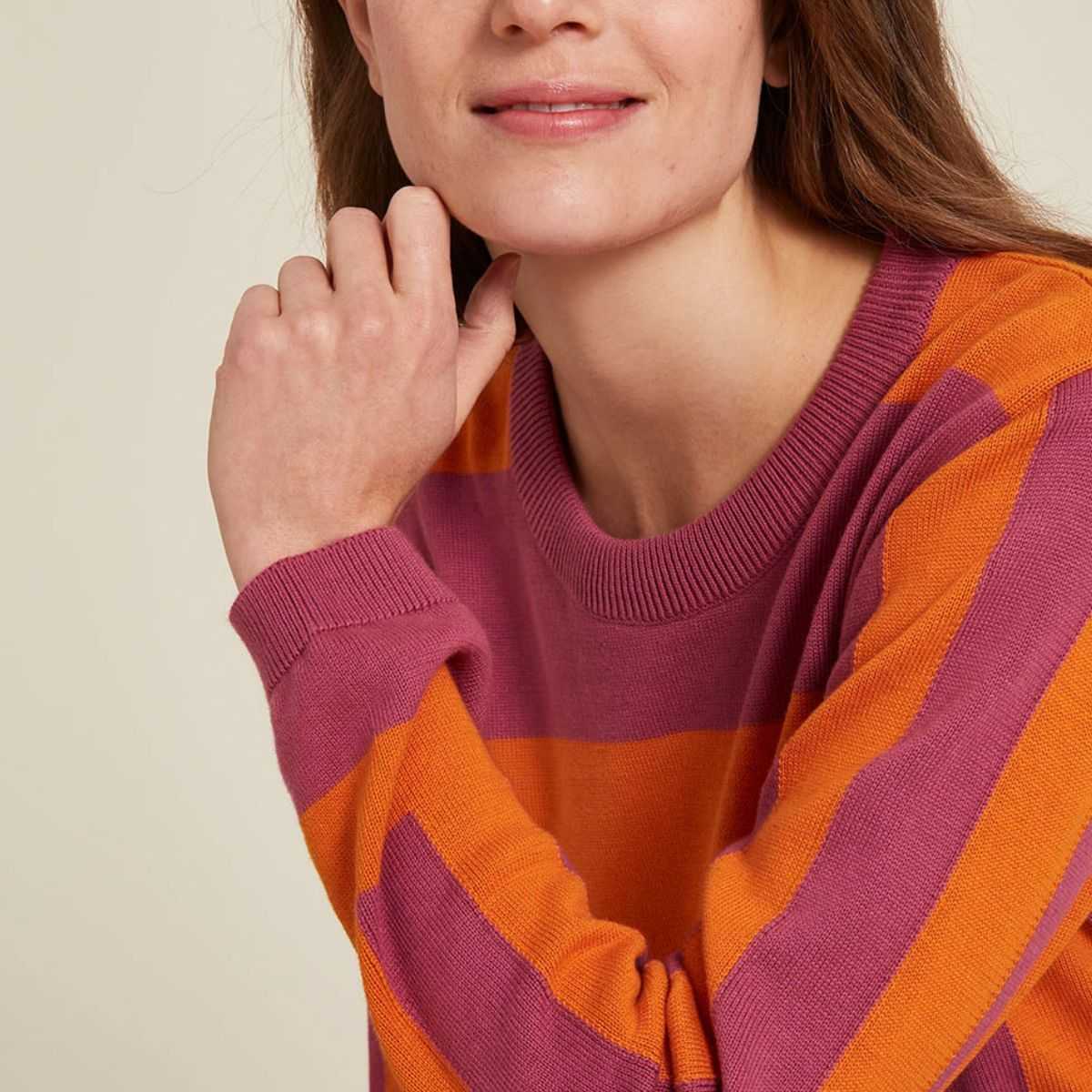 Pull tricoté femme, motif "Rayé", coton bio, GOTS