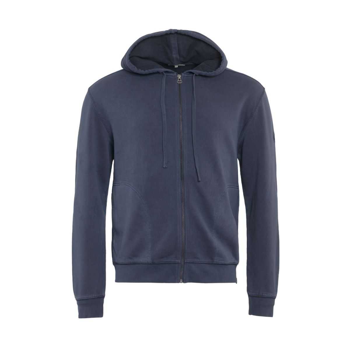 Veste à capuche "RETO" 100% coton bio, bleu marine, GOTS et VEGAN