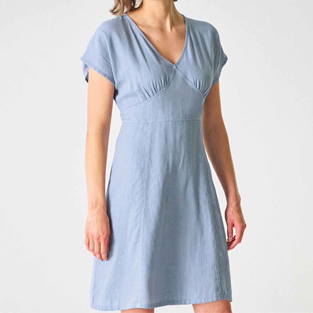 Robe élégante pour femme en chanvre et coton biologique - royal / smoke / hibiscus / blanc