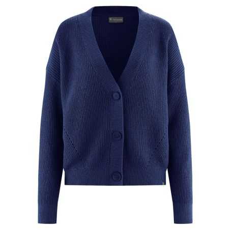 Gillet bleu nuit col V maille chanvre et coton bio