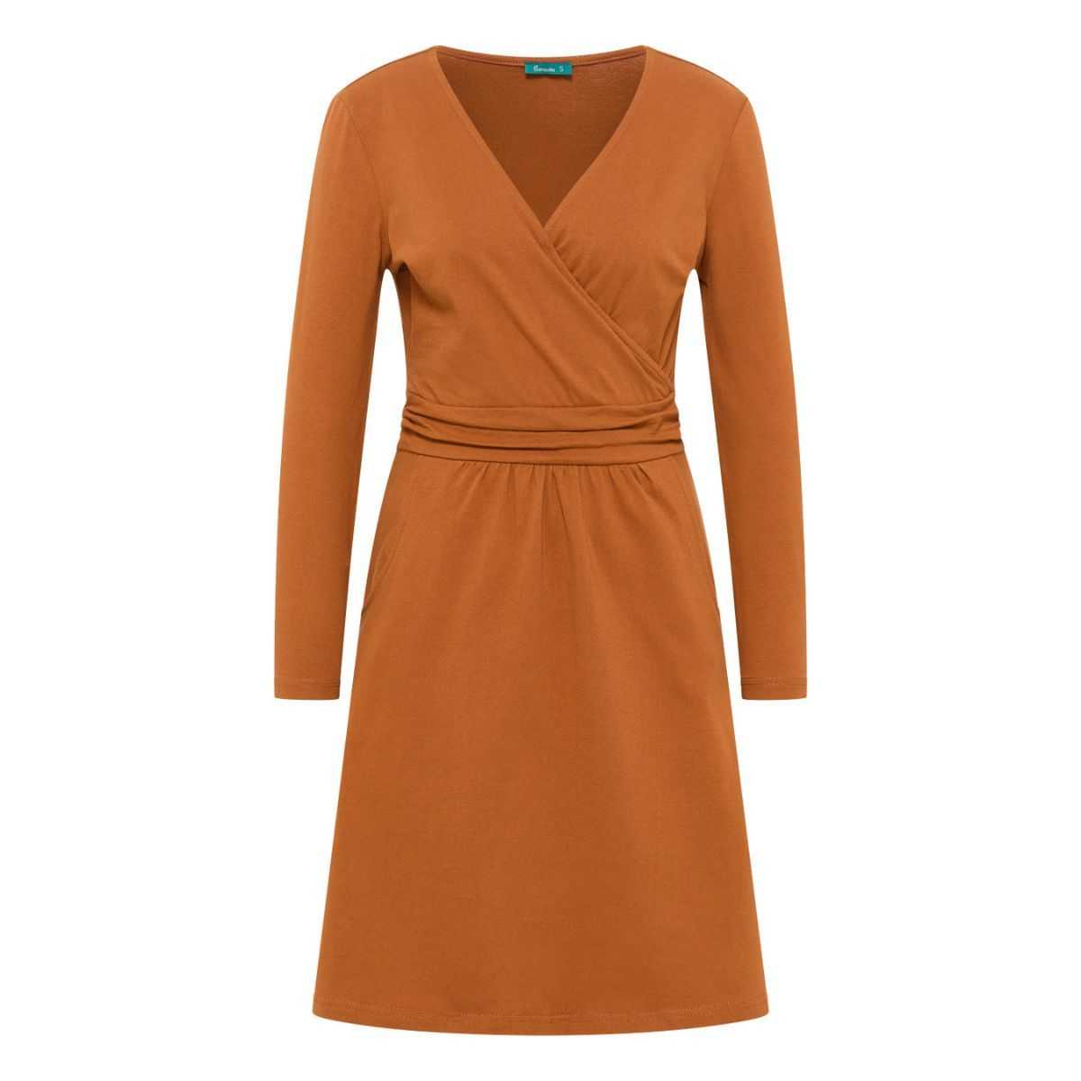 Robe en jersey pour femme, couleur caramel écoresponsable