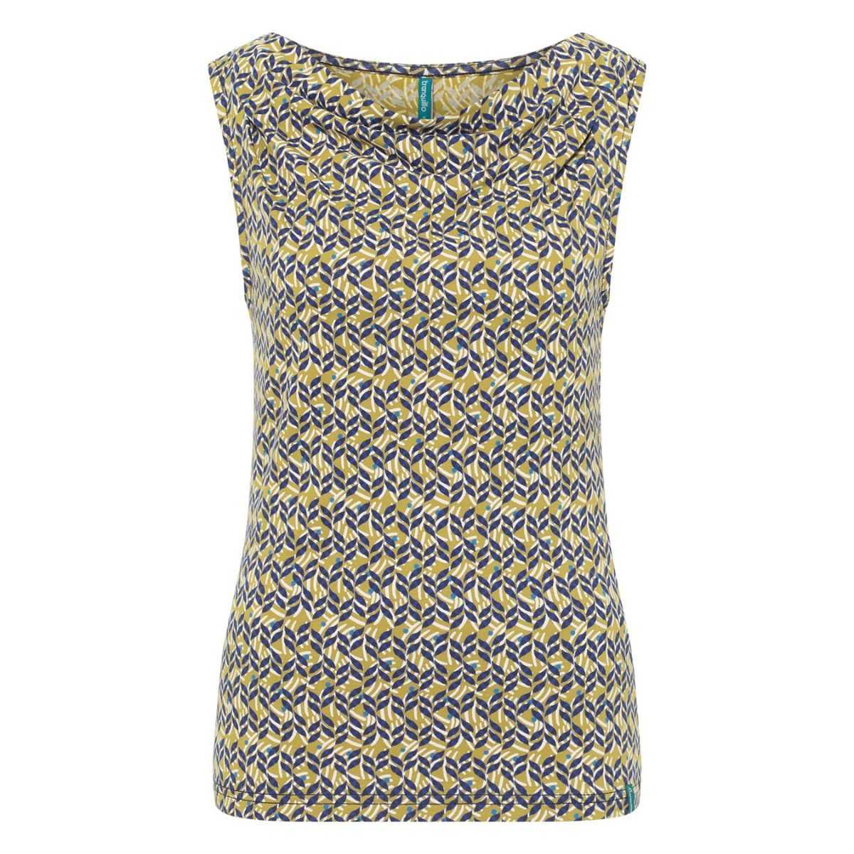 Haut bleu avec col avec décolleté en cascade