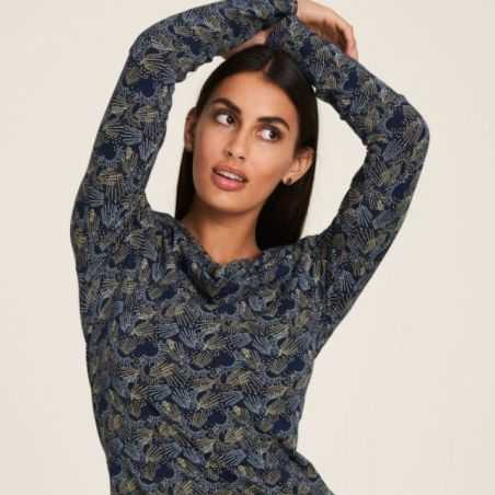 Chemise à col bénitier motif géométrique