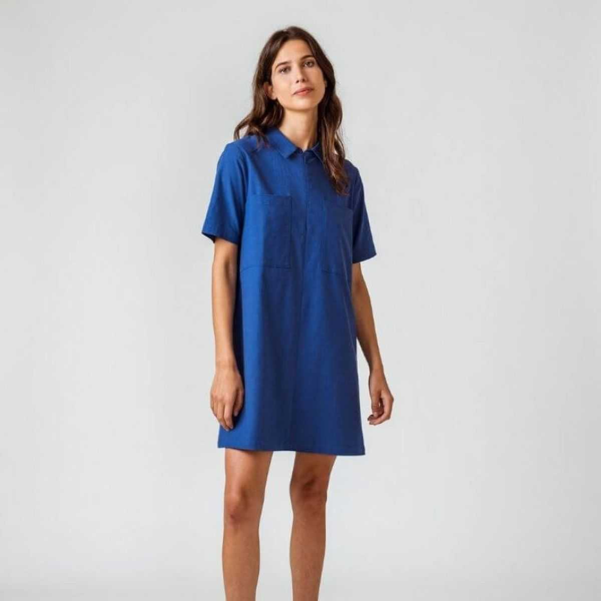 Robe en coton Laina pour femme - Bleu